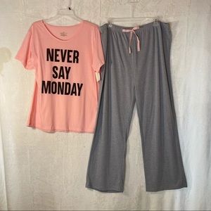 NWT - Womens Matching Outfit, Comfy Lounge Wear Set - Short Sleeve Shirt & Pants
